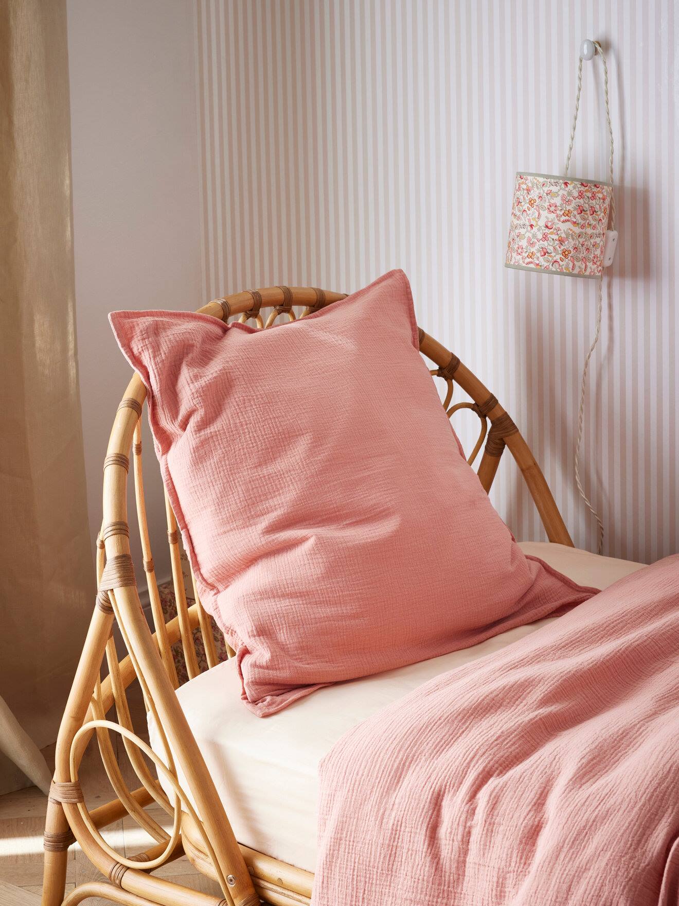 Taie D'oreiller Enfant Gaze De Coton gaufrée Rose The