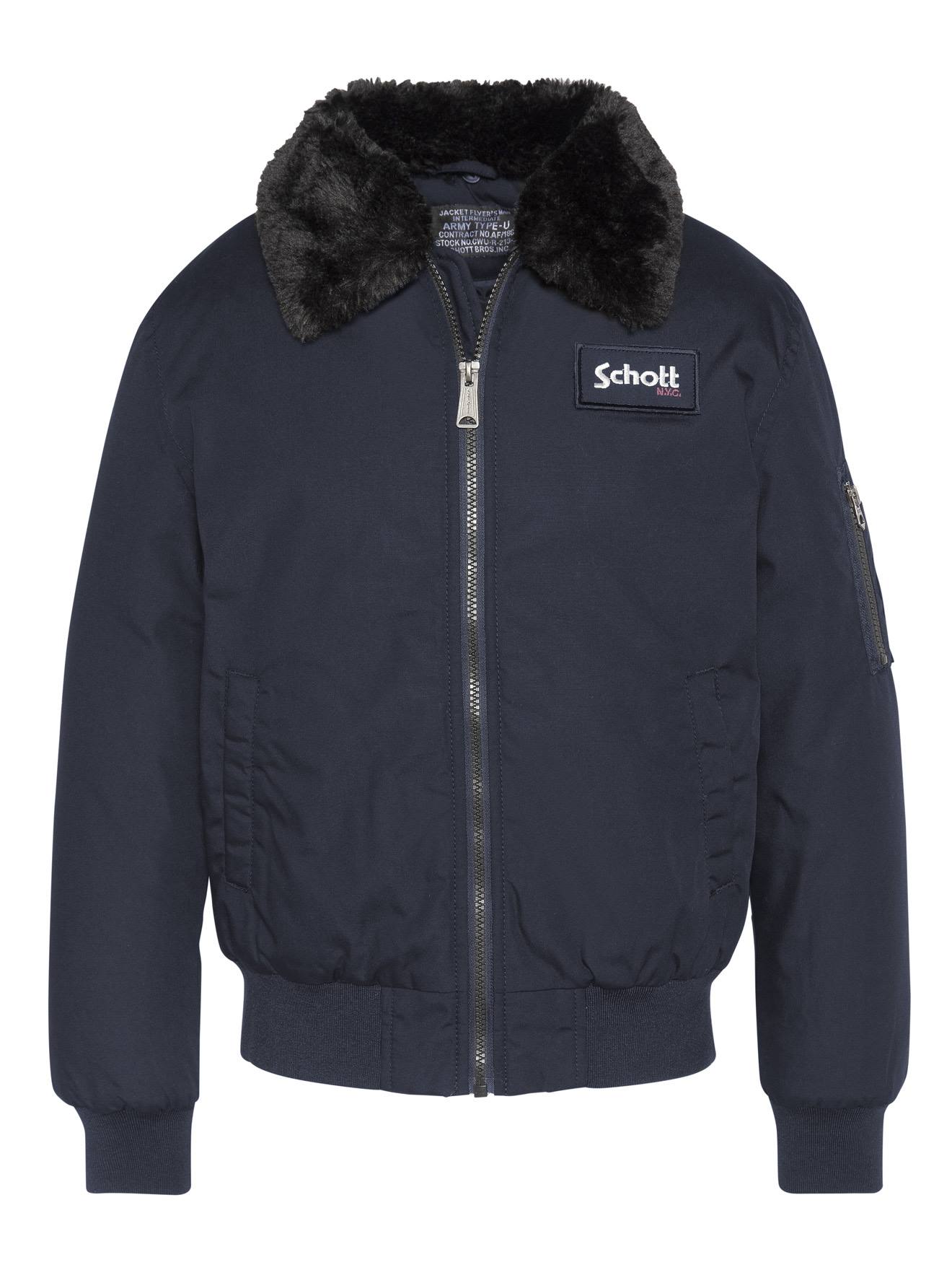 Blouson Col Amovible En Fausse Fourrure Marine