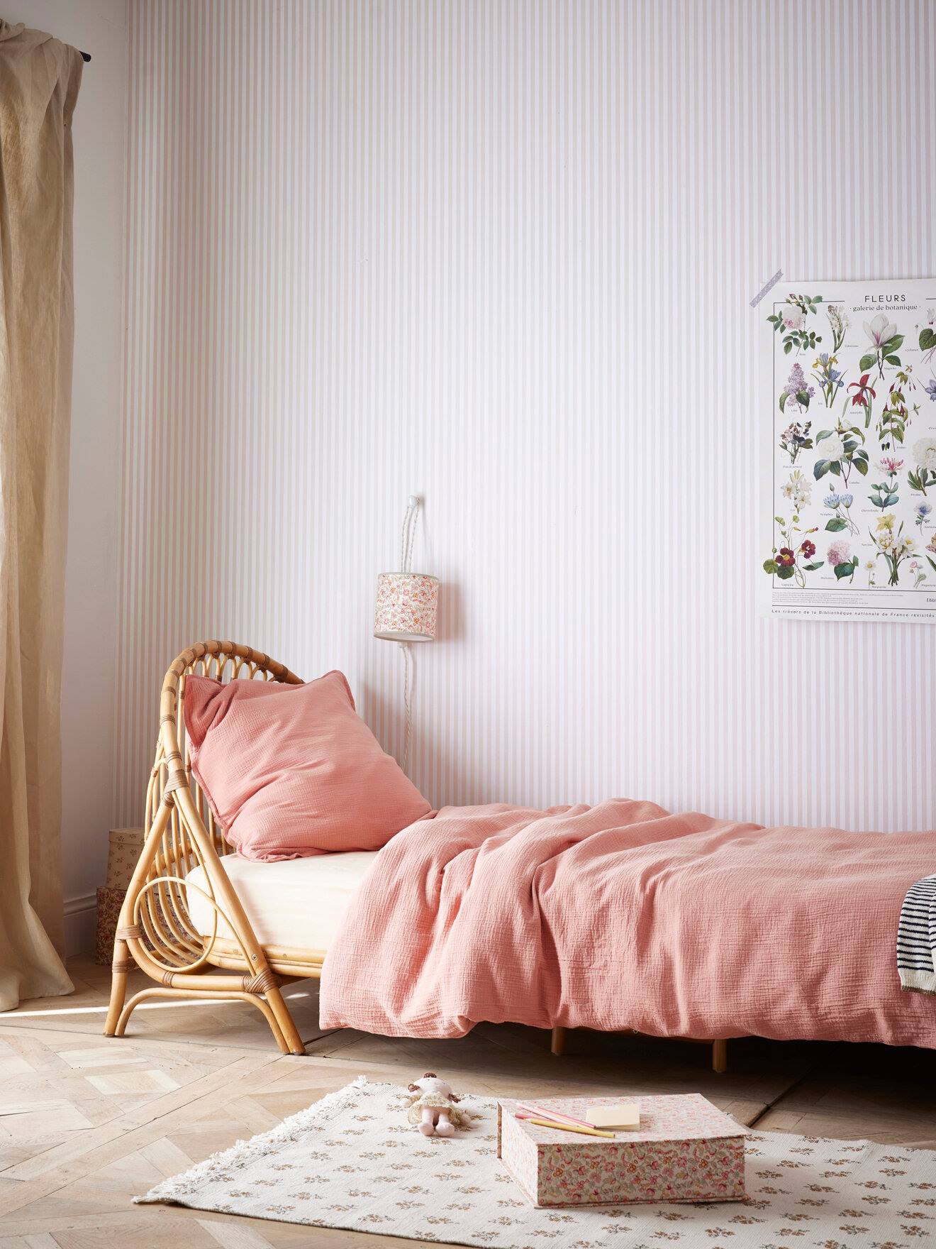 Housse De Couette Gaze De Coton gaufrée Rose The