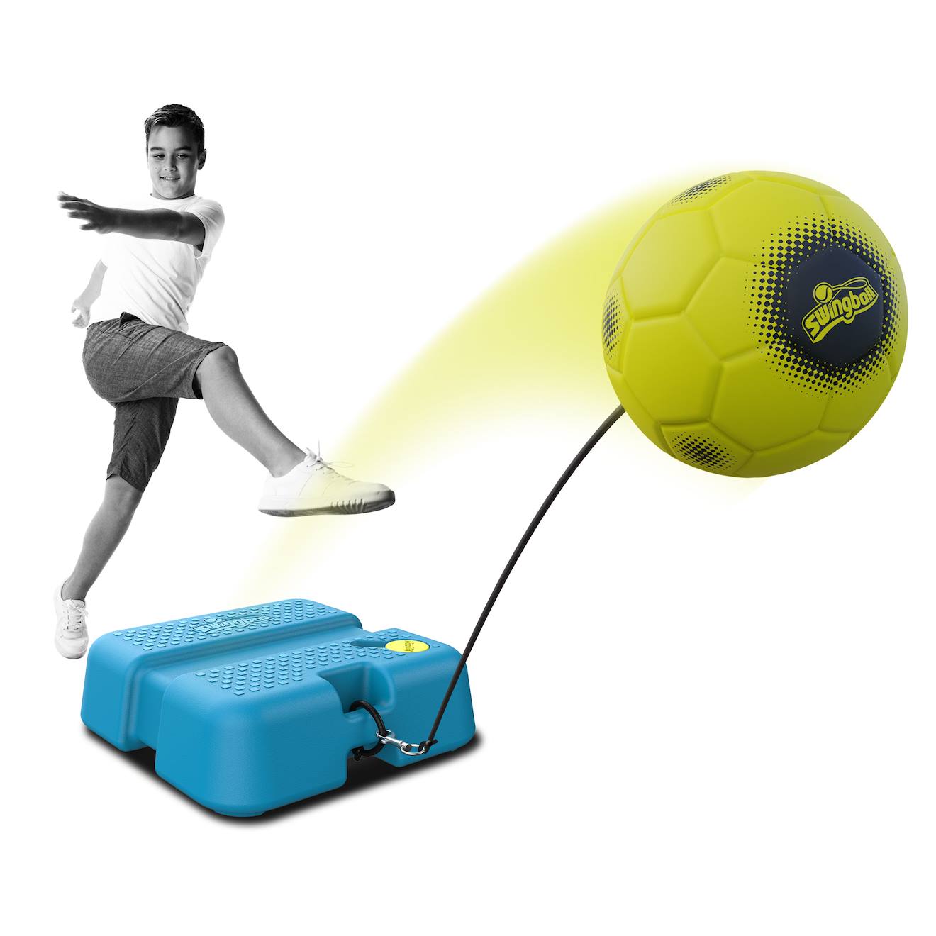 Jeu De Balles 2en1 Swingball Reflex Tennis & Football Plastique Bleu - Noir - Jaune