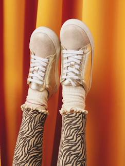 Chaussures-Baskets enfant fille en cuir à lacets