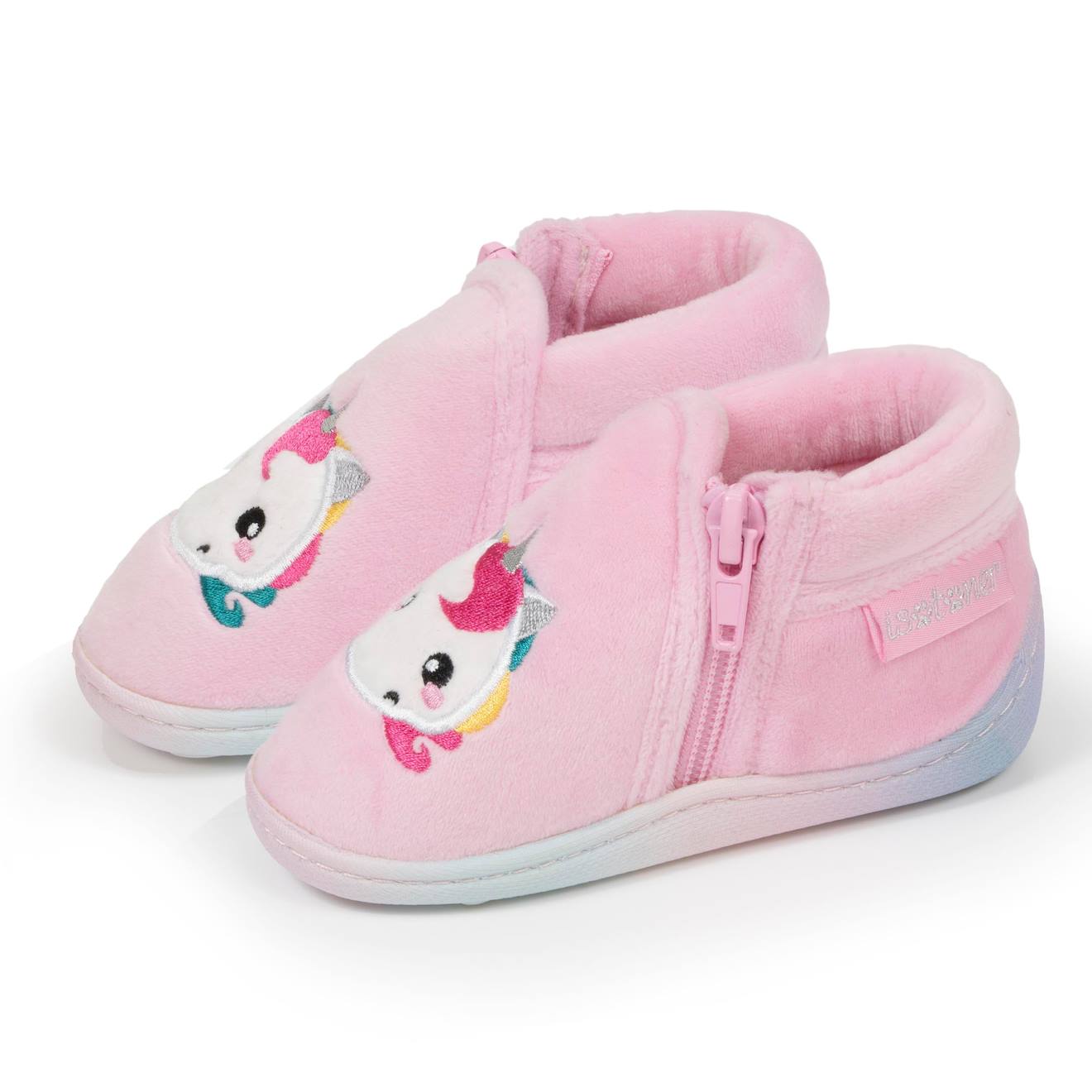 Chaussons Bottillons À Zip, Faciles À Enfiler, Bon Maintien Du Pied, Semelle Antidérapante Rose