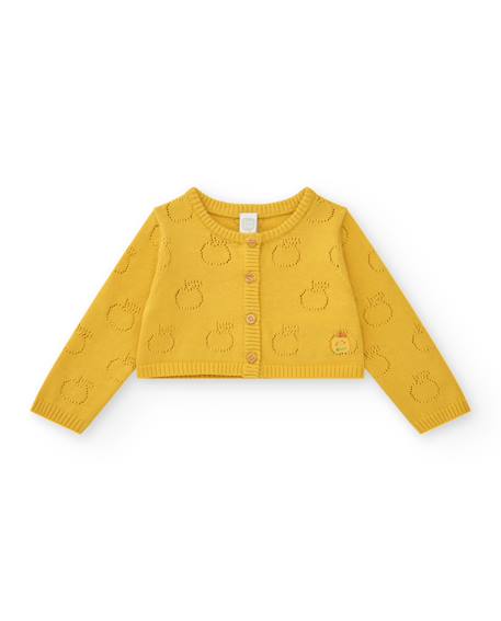 Bébé-Gilet en tricot pour fille avec motif ajouré de pommes