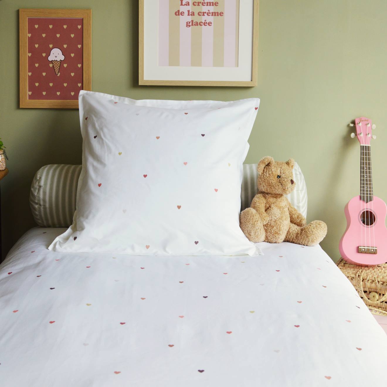 Parure De Lit Percale Coton Bio Petits Cœurs