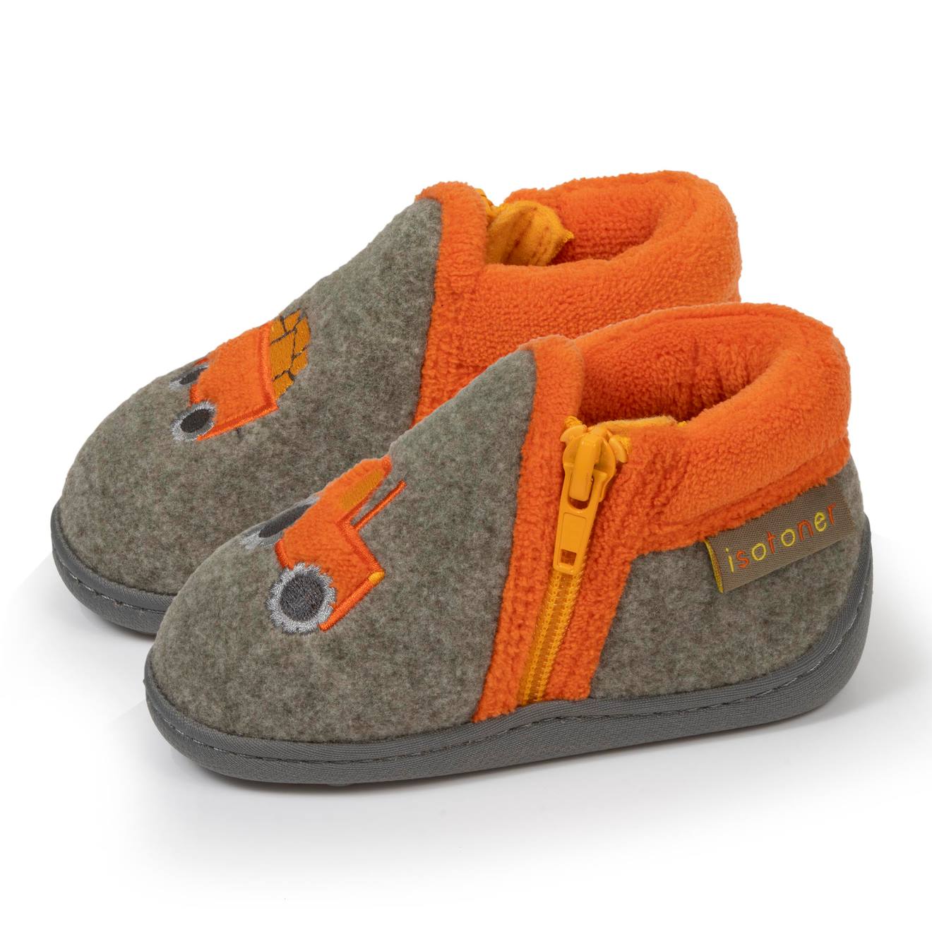 Chaussons Bottillons À Zip, Faciles À Enfiler, Bon Maintien Du Pied, Semelle Antidérapante Kaki Chiné