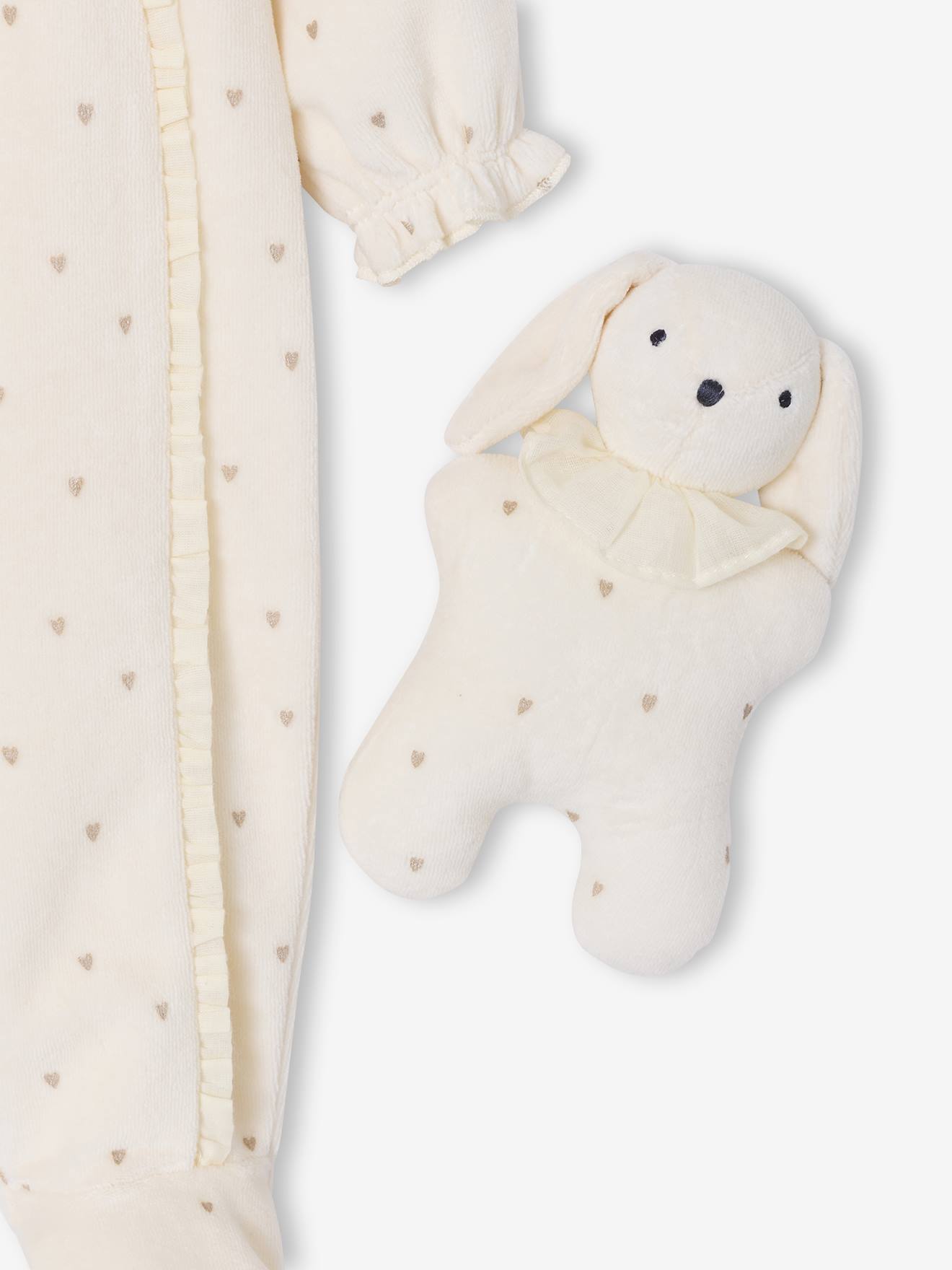 Pyjama bébé + doudou velours coffret cadeau naissance écru (Vertbaudet) - Image 2