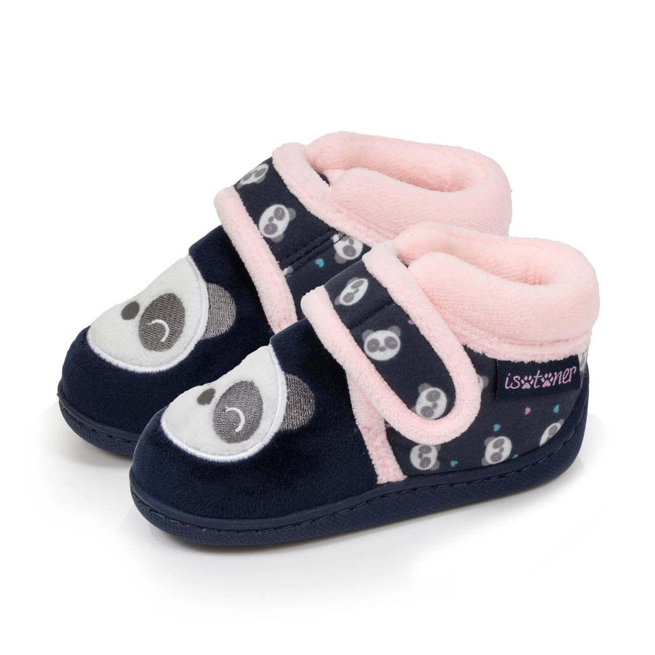 Chaussons Bottillons À Fermeture À Scratch, Bon Maintien Du Pied, Semelle Antidérapante Marine