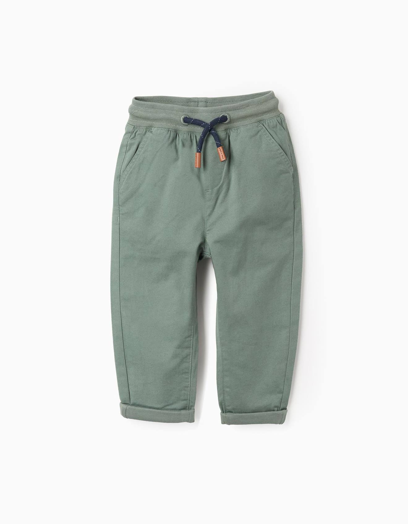 Pantalon En Toile Avec Doublure En Jersey Vert Foncé