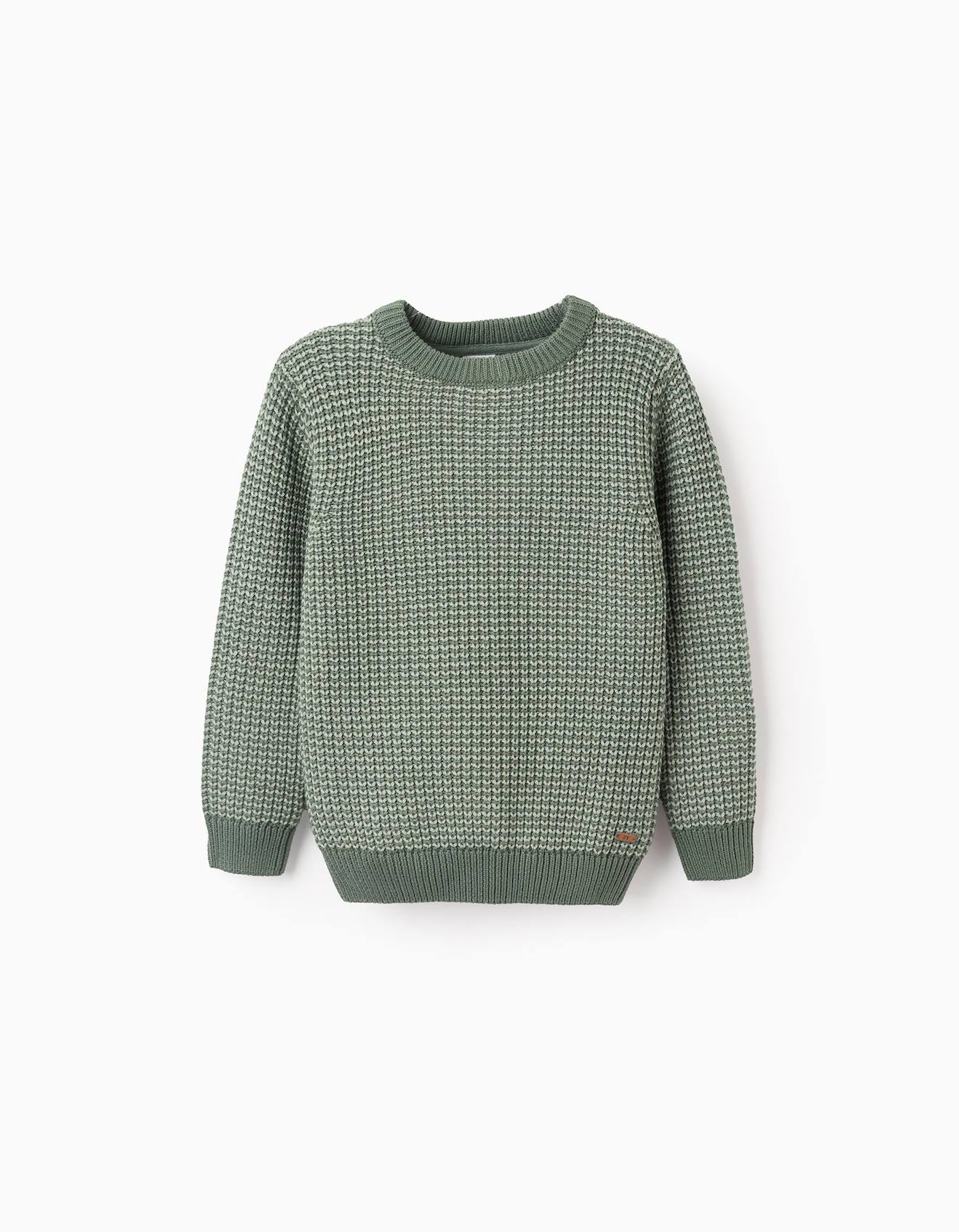 Pull À Deux Tons En Coton Vert Foncé