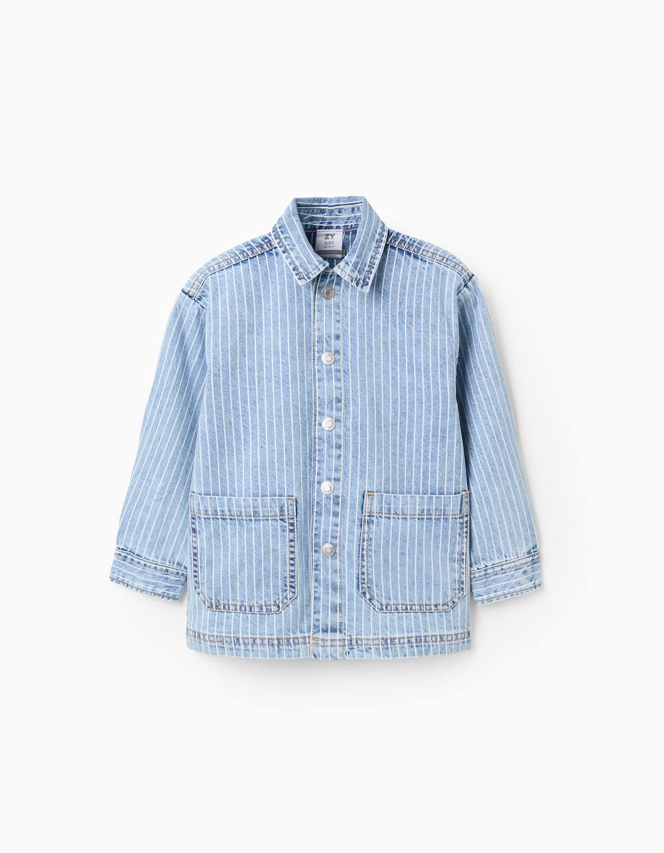 Veste En Jean Rayée Bleu Clair