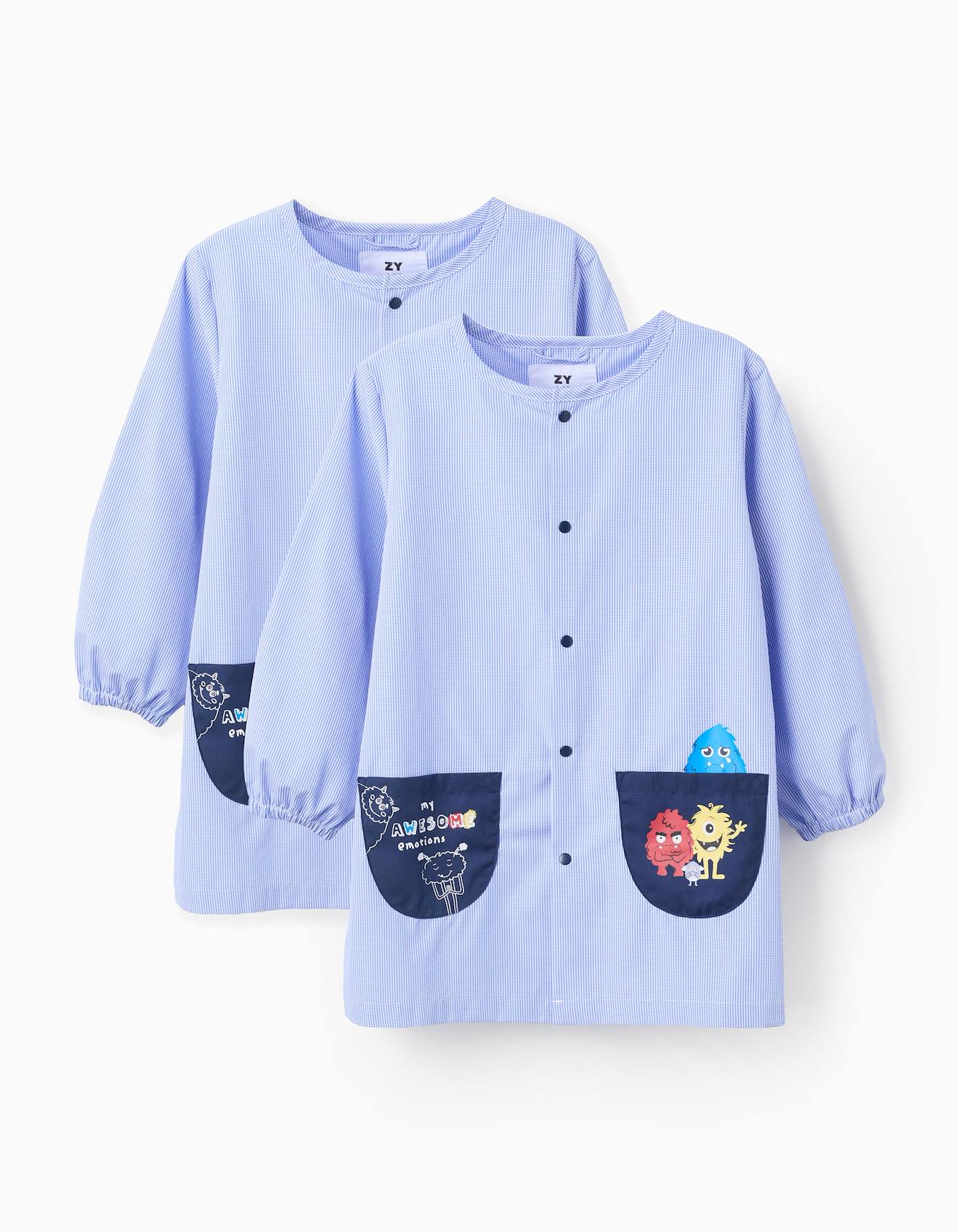 Lot De 2 Blouses Décole Emotions De Vichy Bleu Clair