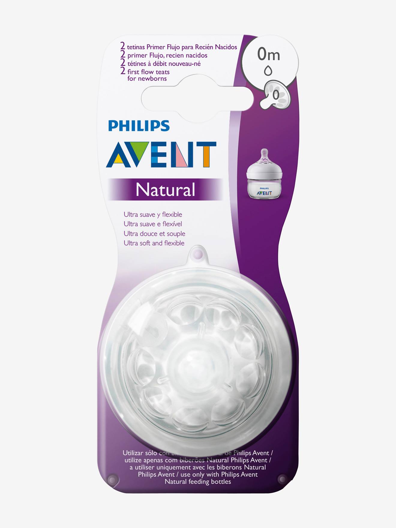 Lot de 2 tétines Philips AVENT Natural, 5 débits transparent (Philips Avent) - Image 2