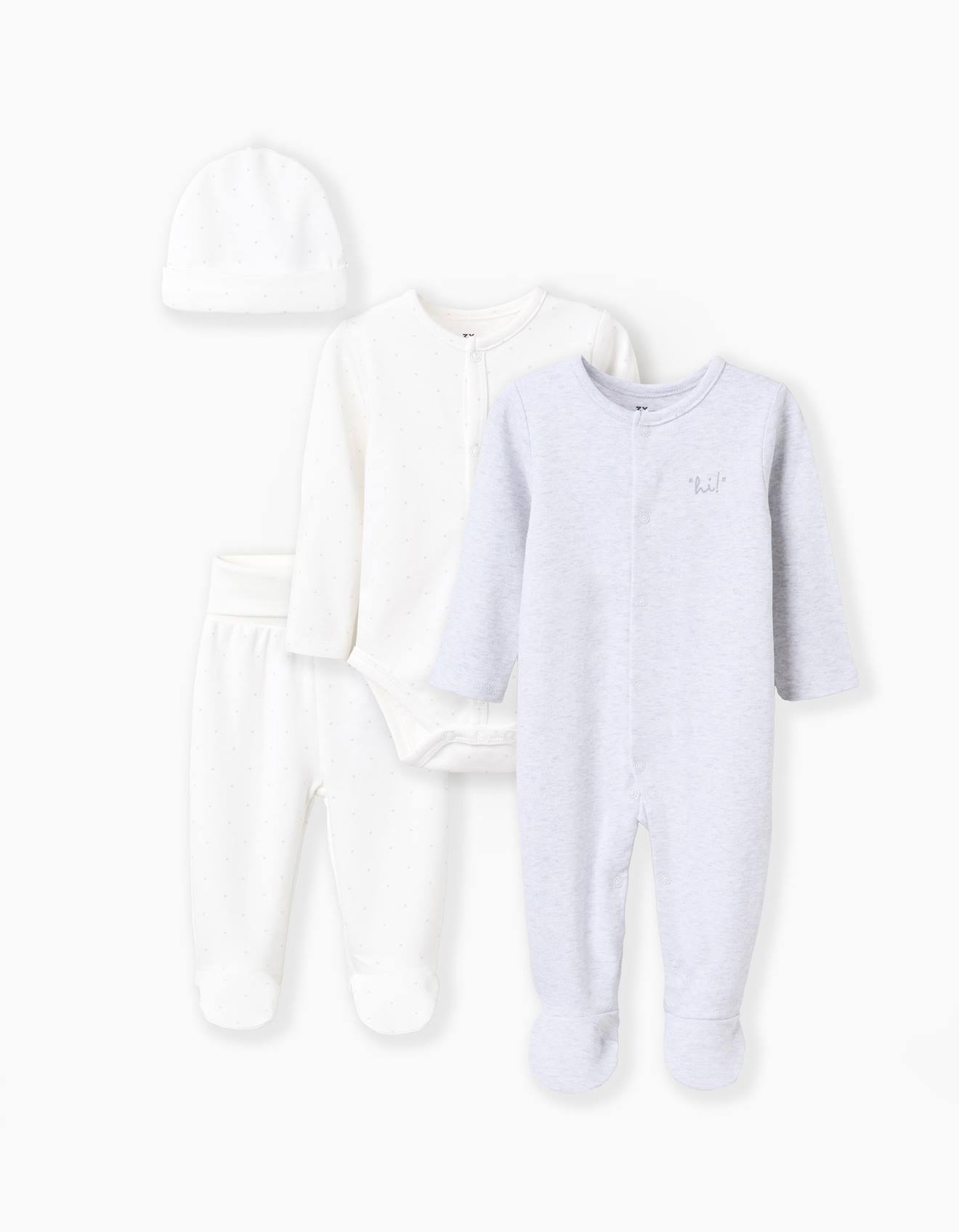 Ensemble 4 Pièces En Coton Gris Clair