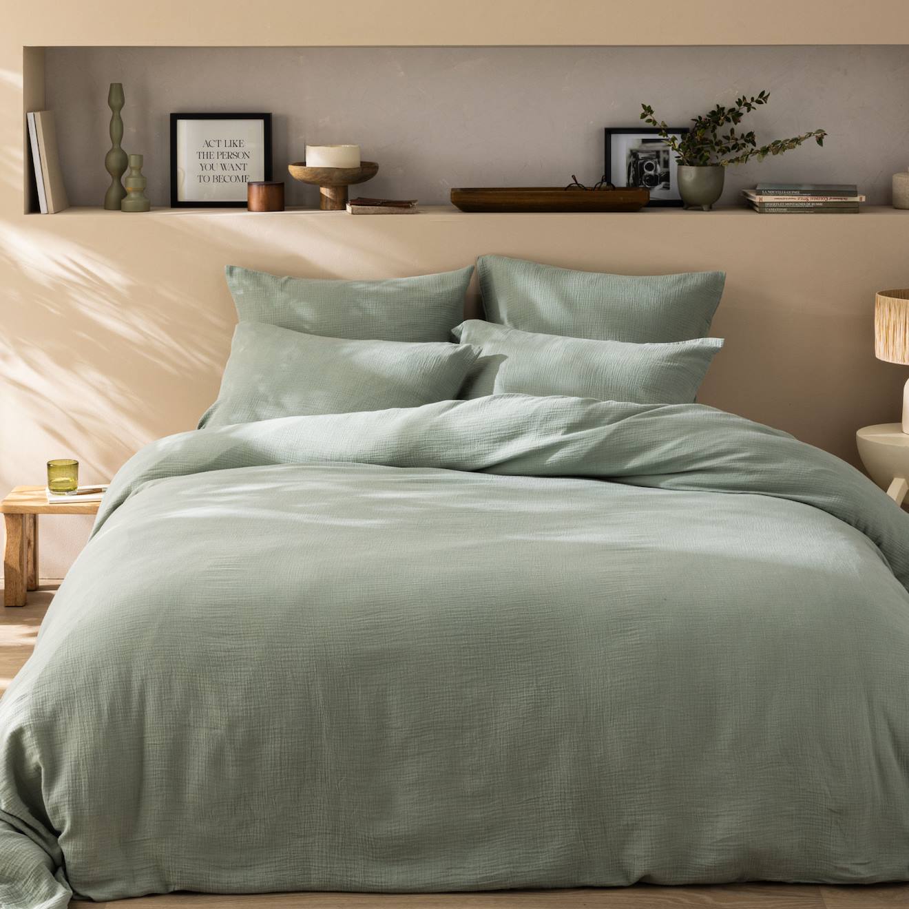 Housse De Couette Unie En Coton, Gaze De Coton Lichen