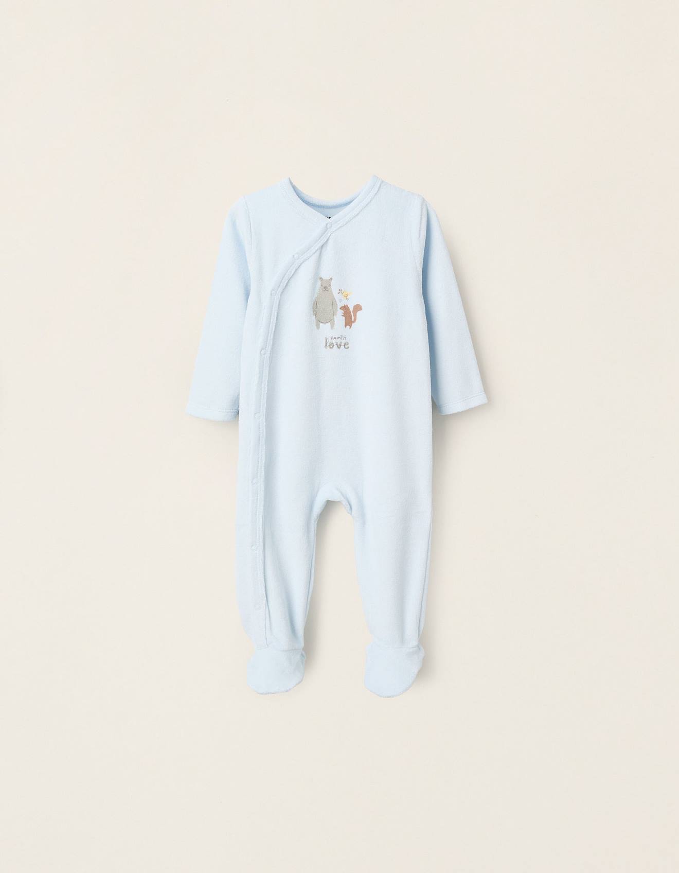 Grenouillère En Velours Bleu Clair