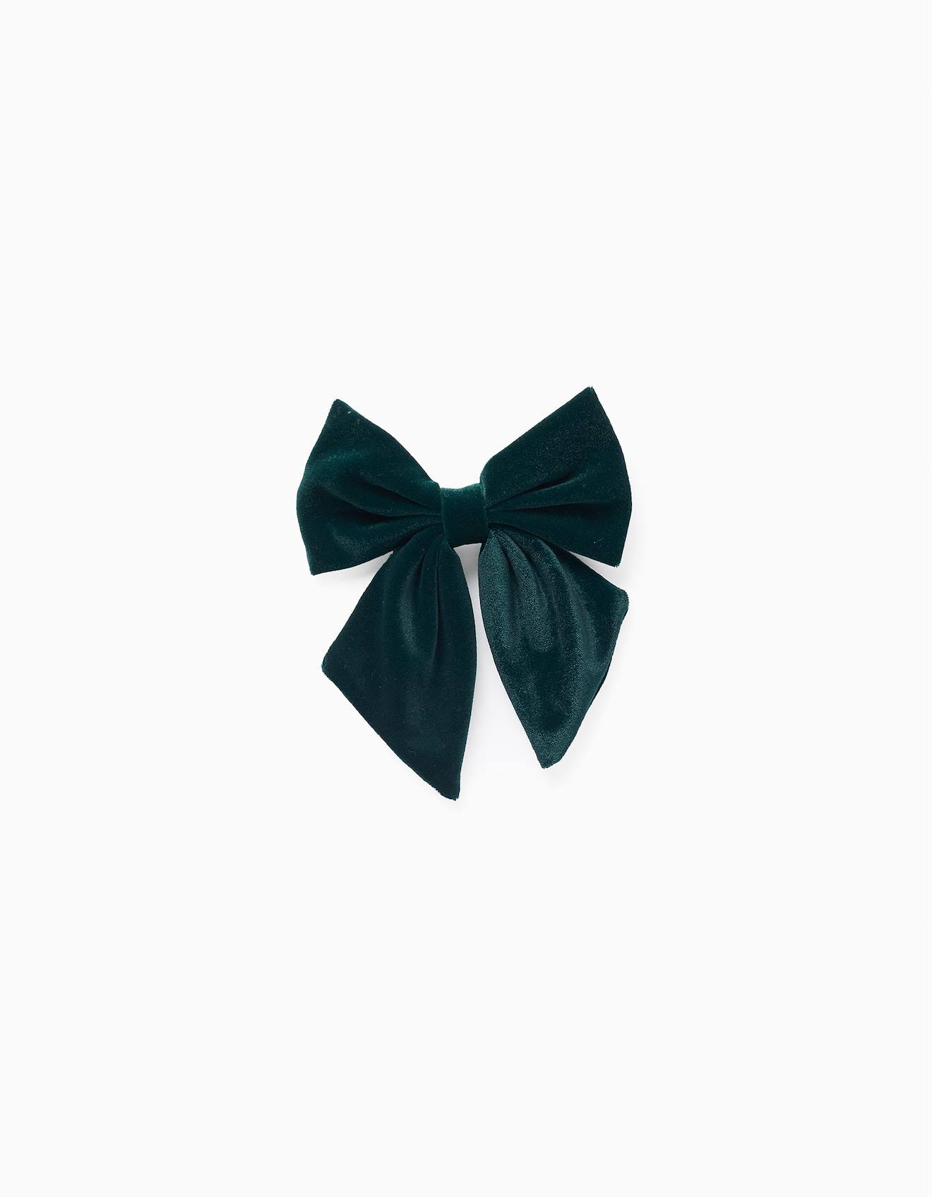 Barrette À Cheveux Avec Nœud En Velours Vert Foncé