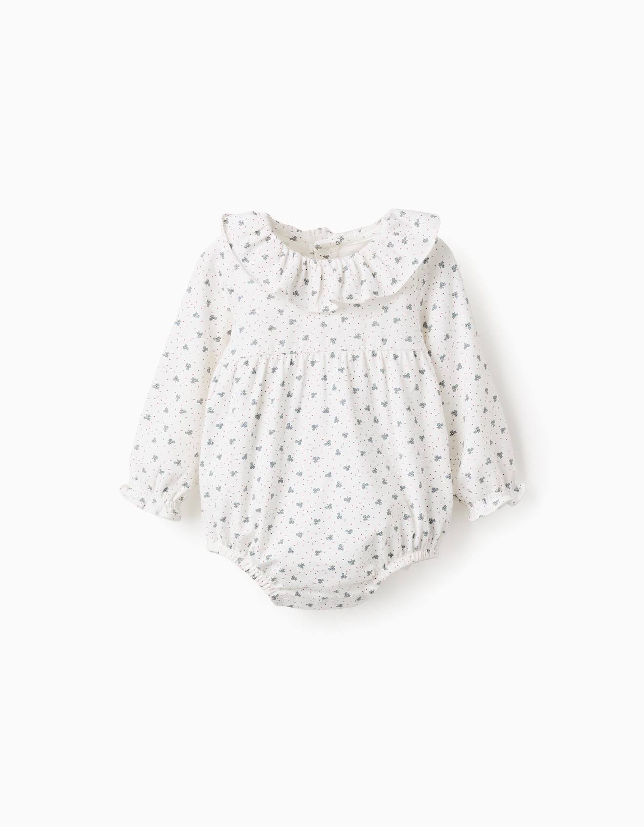 Body Avec Motif De Feuilles Et Col À Volants Blanc