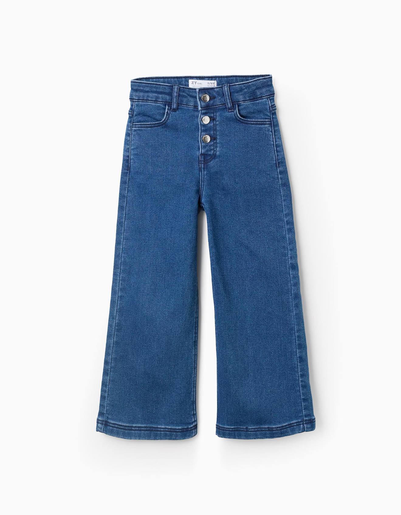 Jean Avec Boutons Argentés Bleu