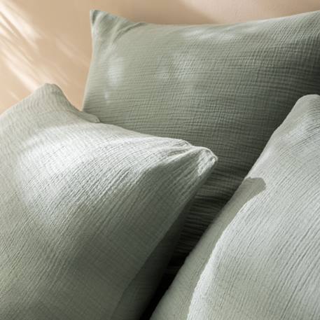 Parure de lit unie en coton, gaze de coton Blanc+Bleu horizon+Caramel+Chocolat+Lichen+Naturel+Terre cuite 25 - vertbaudet enfant 