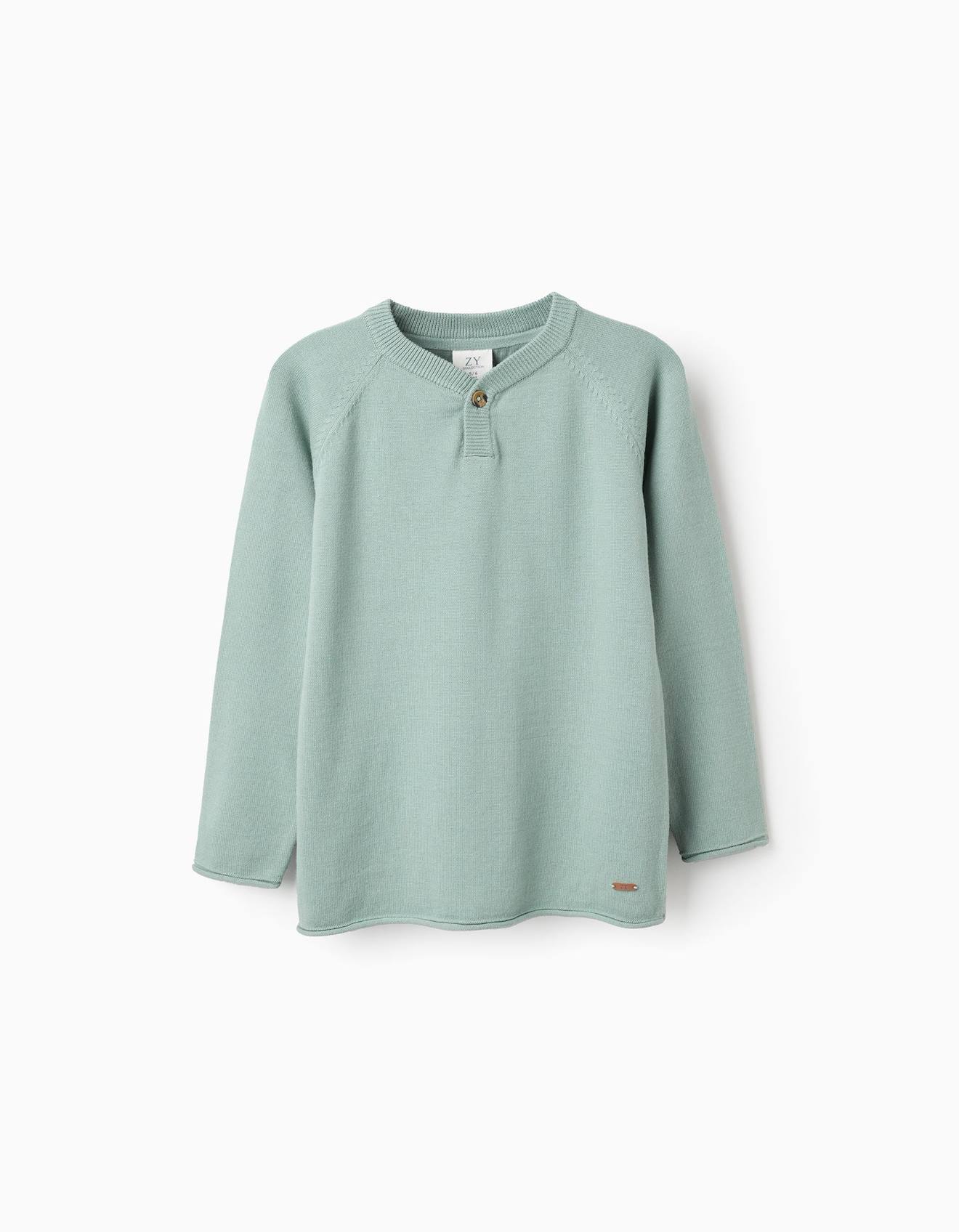 Pull En Maille Avec Extrémités Enroulées Vert Clair