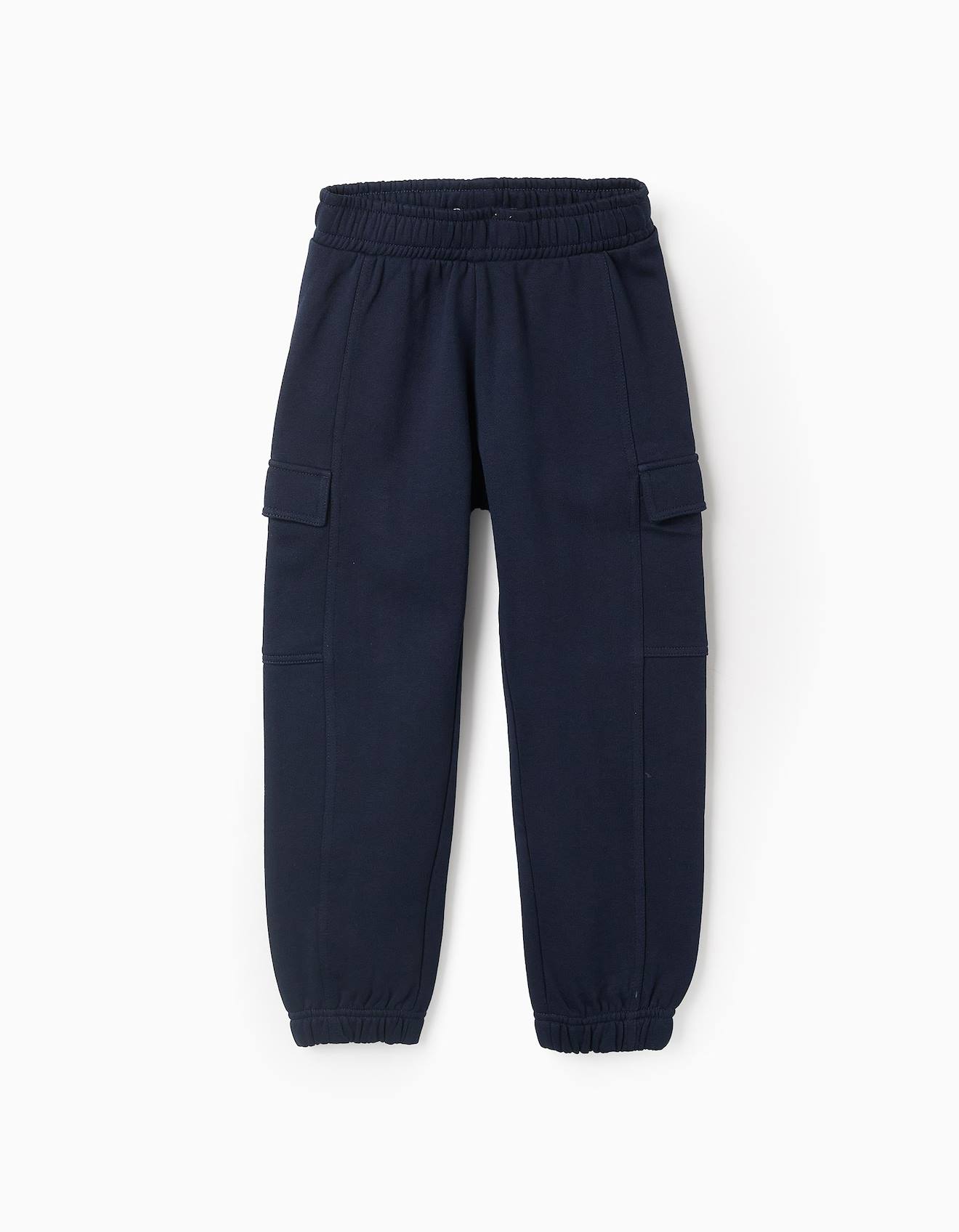 Pantalon Jogpant En Coton Avec Poches Cargo Bleu Foncé