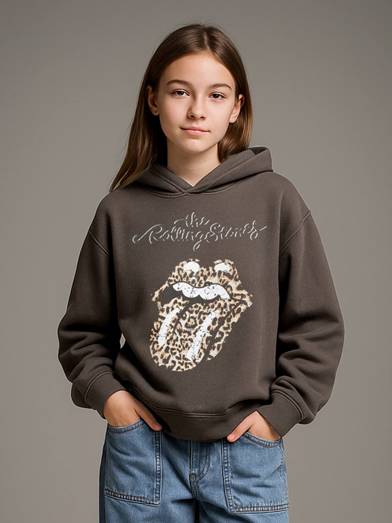 Sweat The Rolling Stones fille à capuche anthracite