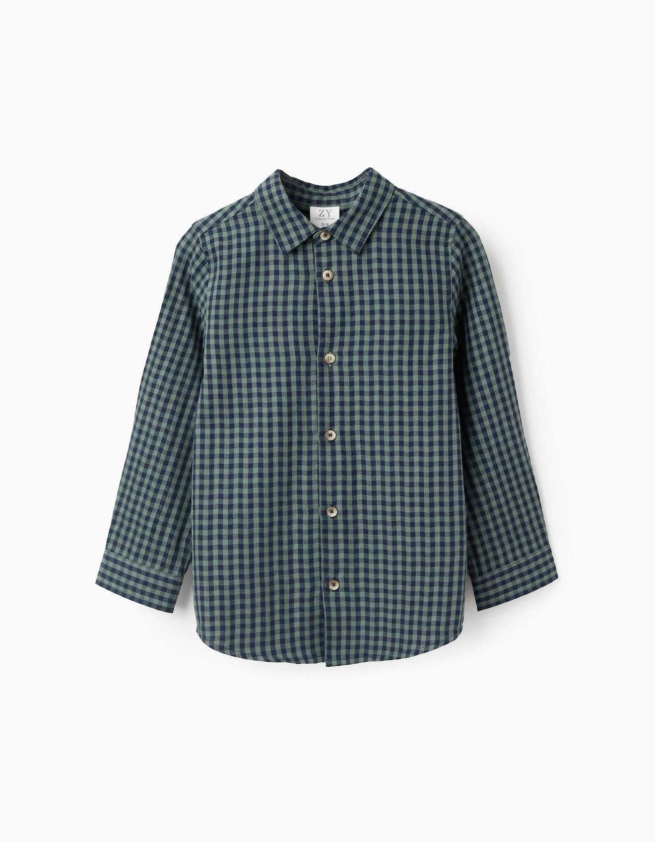 Chemise En Coton À Motif Vichy Vert Foncé