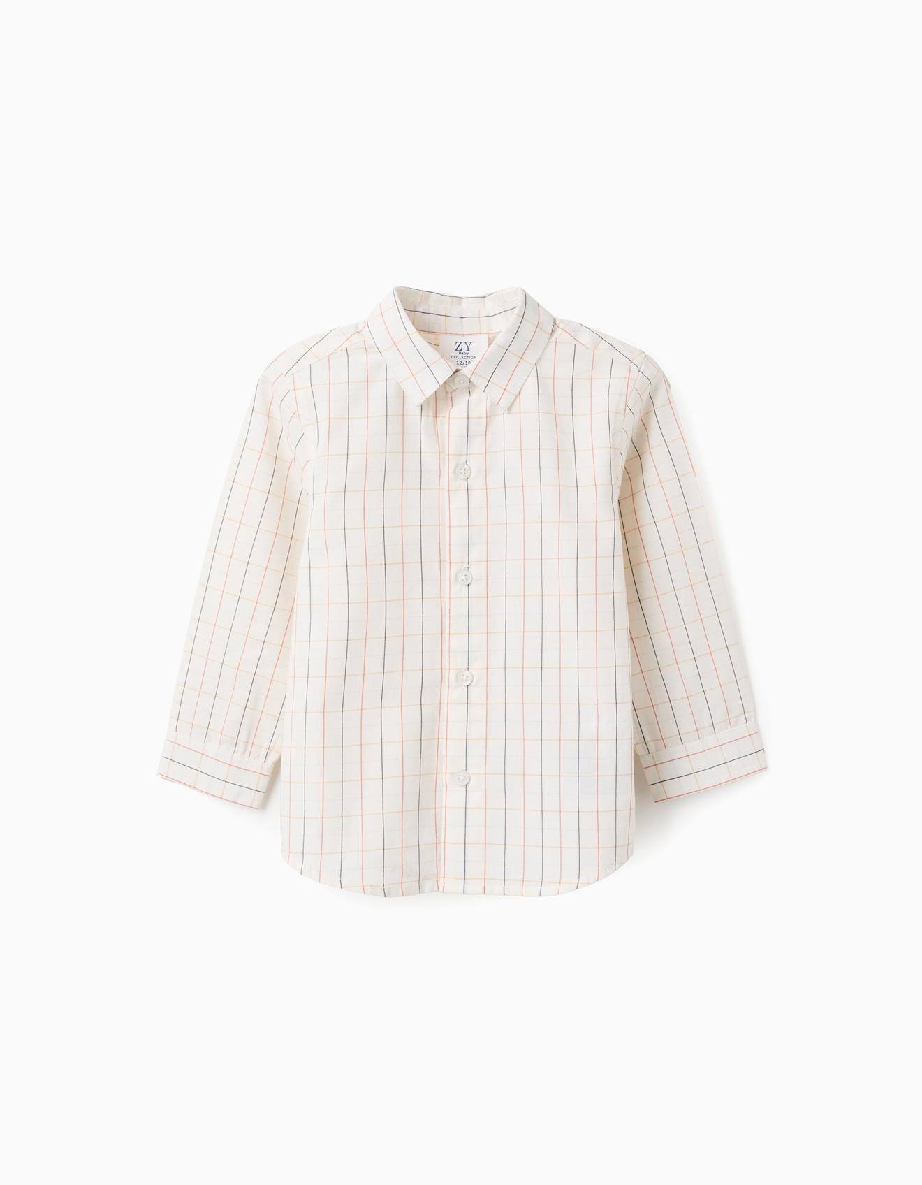 Chemise En Coton À Carreaux Beige Clair