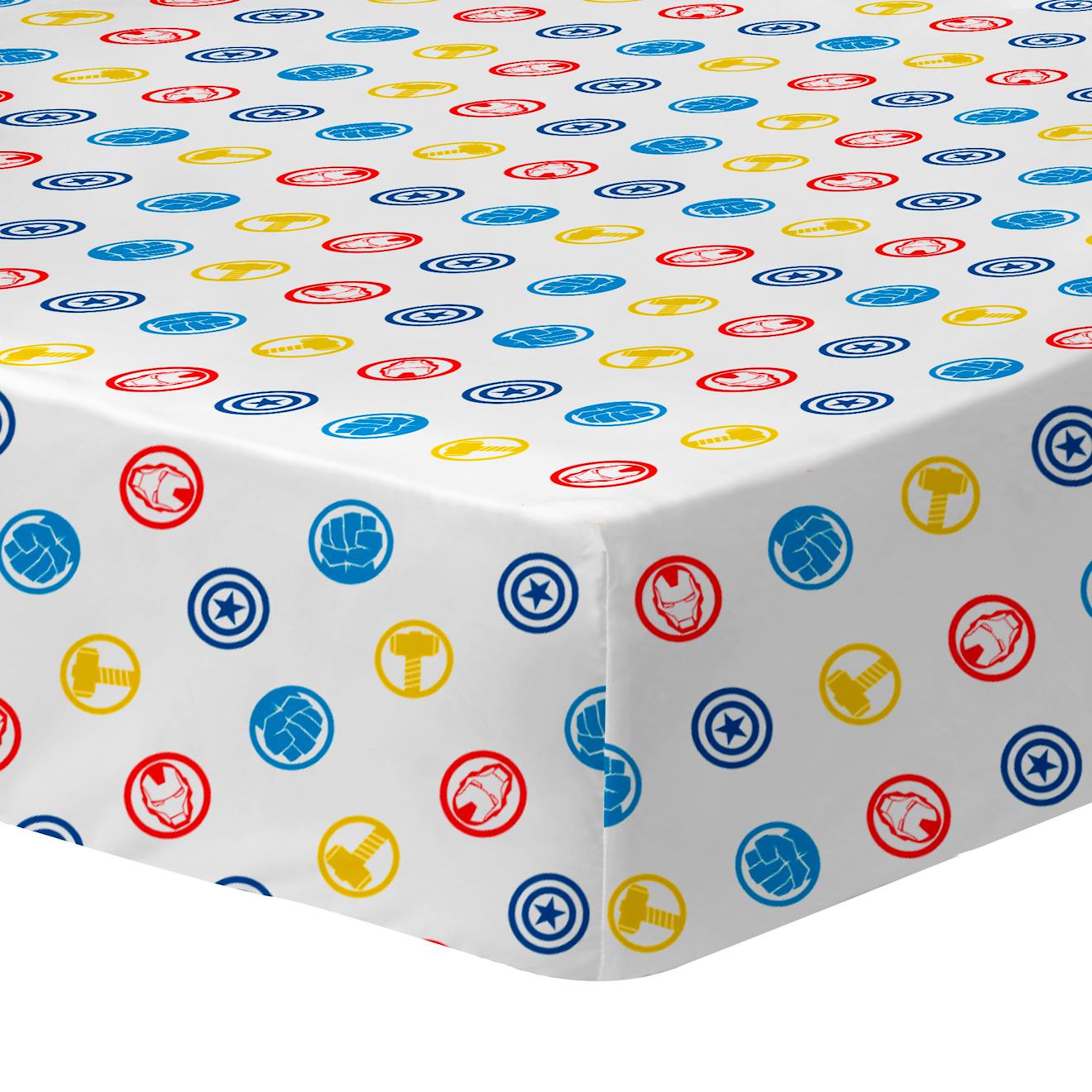 Drap-housse Imprimé 100% Coton, Avengers Home Team Blanc