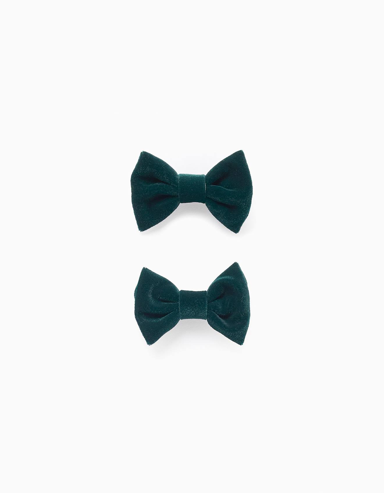 Pack 2 Pinces À Cheveux Avec Nœud En Velours Vert Foncé