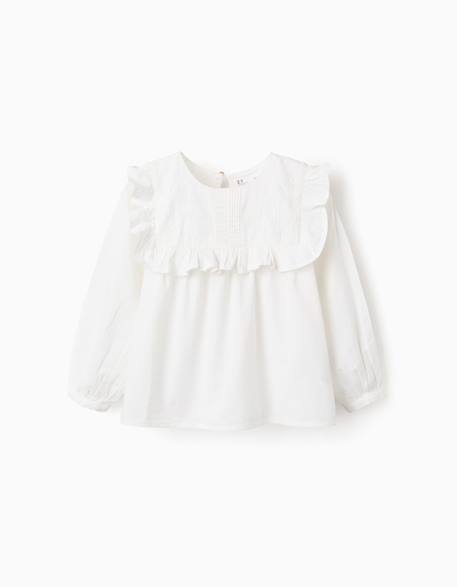 Fille-Chemisier en coton avec volants et broderies