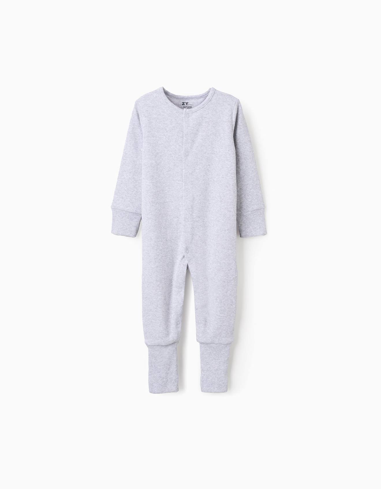 Grenouillère Côtelée Stretch Gris Clair