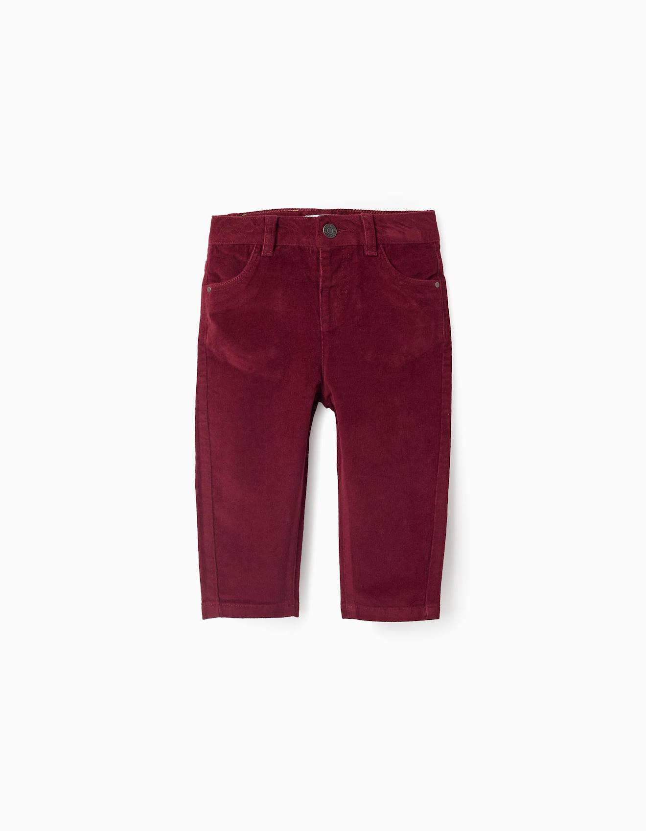 Pantalon En Velours Côtelé Rouge Foncé