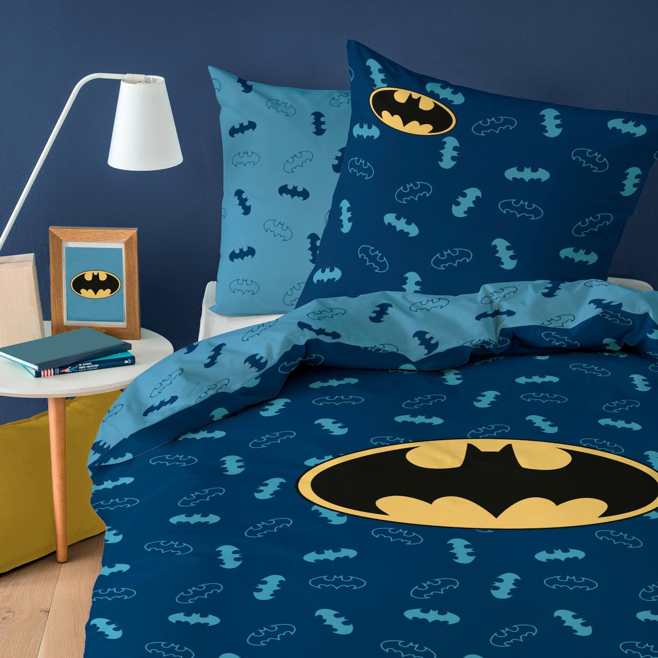 Parure De Lit Imprimée 100% Coton, Batman Iconic Bleu Nuit