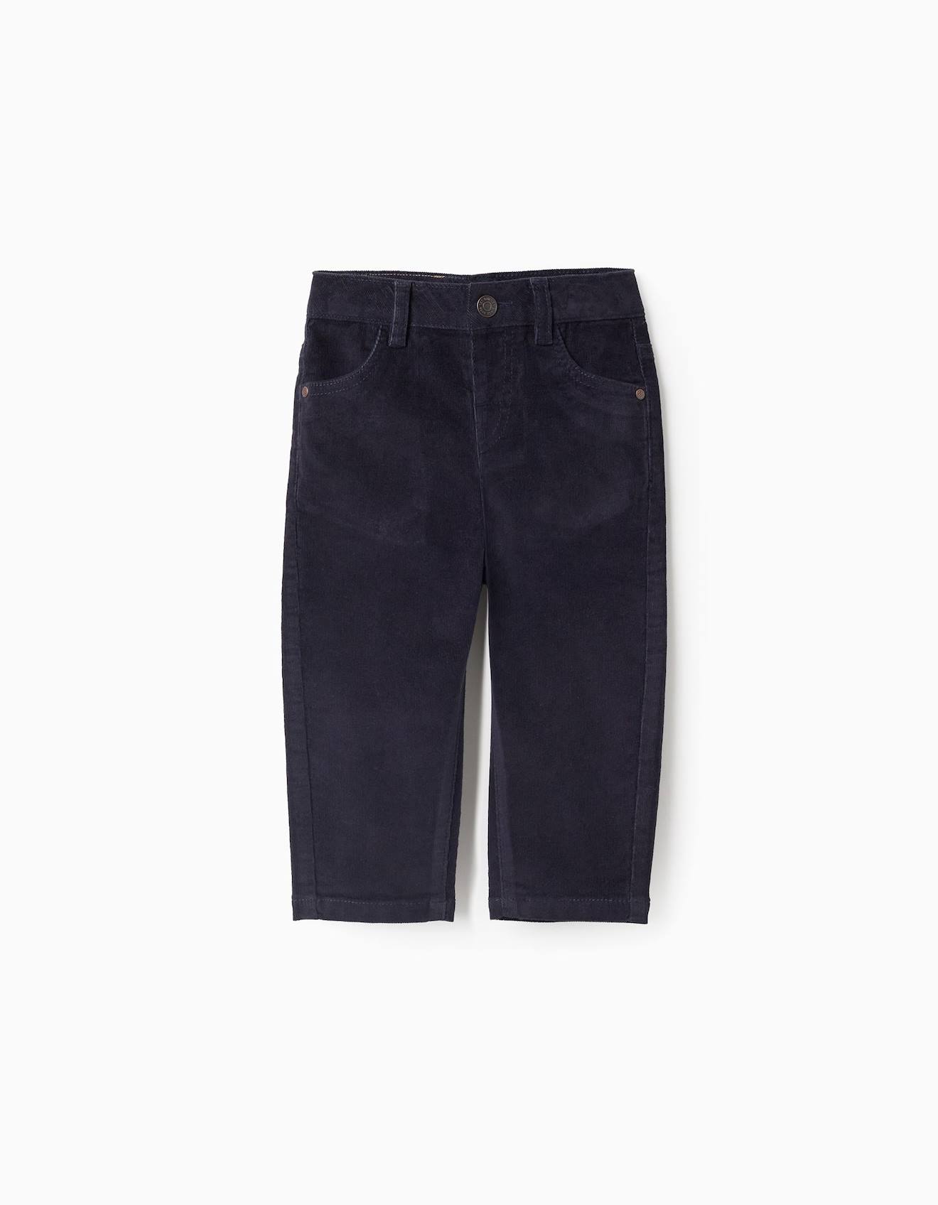 Pantalon En Velours Côtelé Bleu Foncé