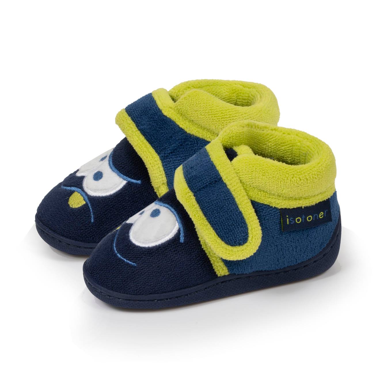 Chaussons Bottillons À Fermeture À Scratch, Bon Maintien Du Pied, Semelle Antidérapante Marine