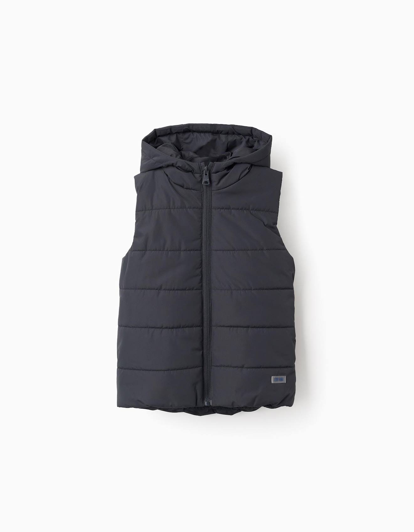 Gilet Matelassé Avec Capuche Gris Foncé