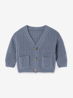 -Gilet bébé col V en maille grosse jauge