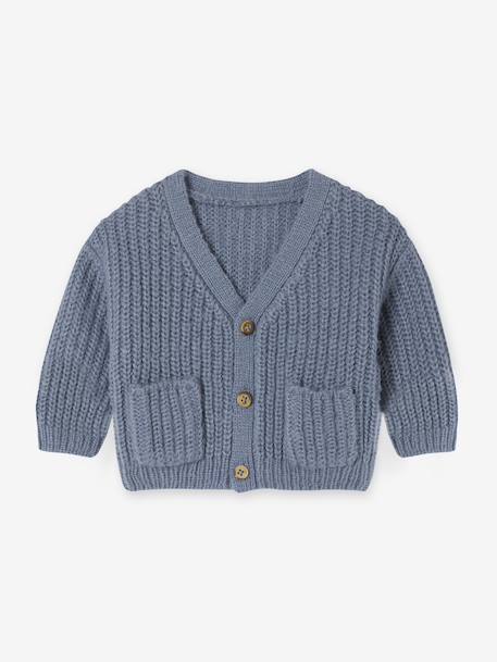 Bébé-Pull, gilet, sweat-Gilet bébé col V en maille grosse jauge
