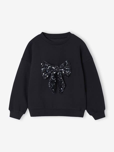 Sweat fille Noël noeud en sequins   - vertbaudet enfant