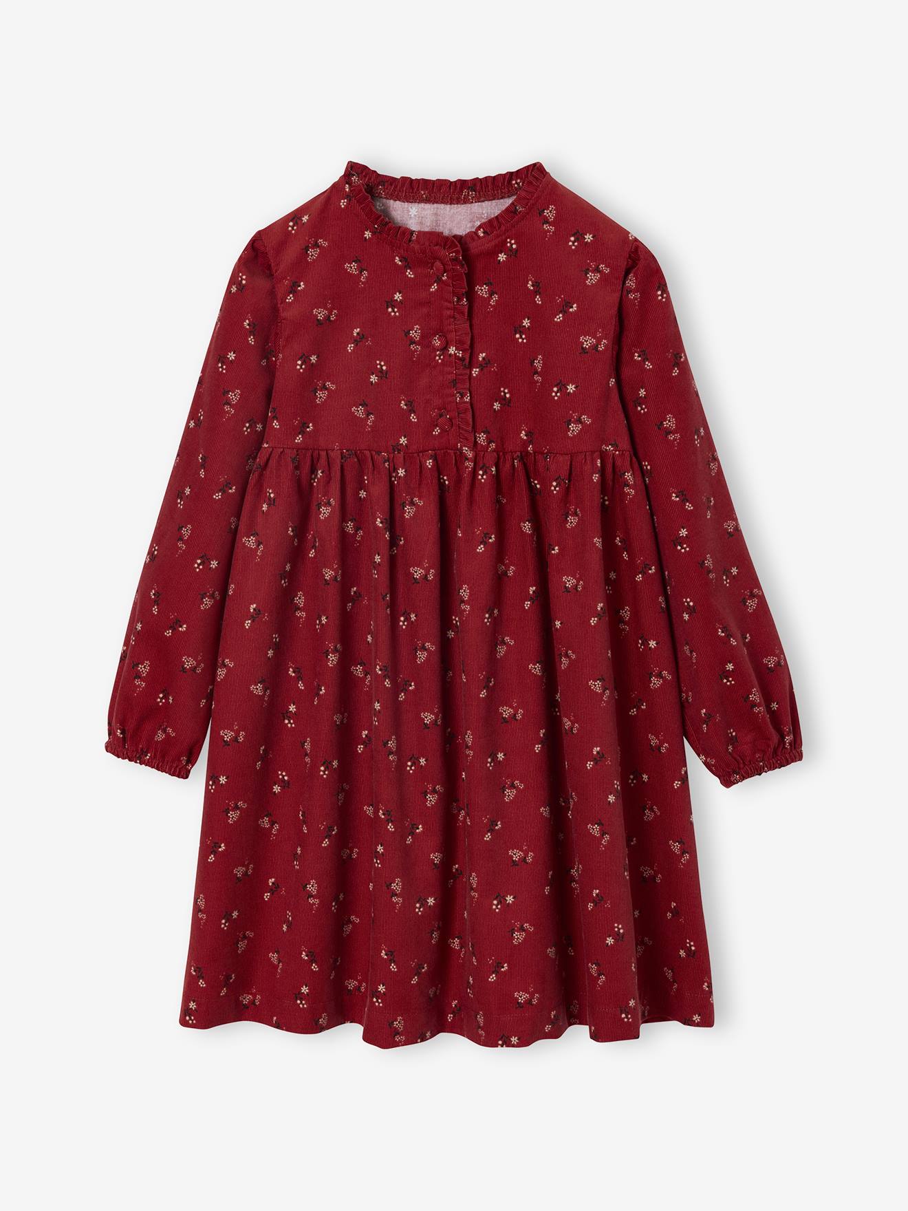 Robe en velours imprimées fille tomette