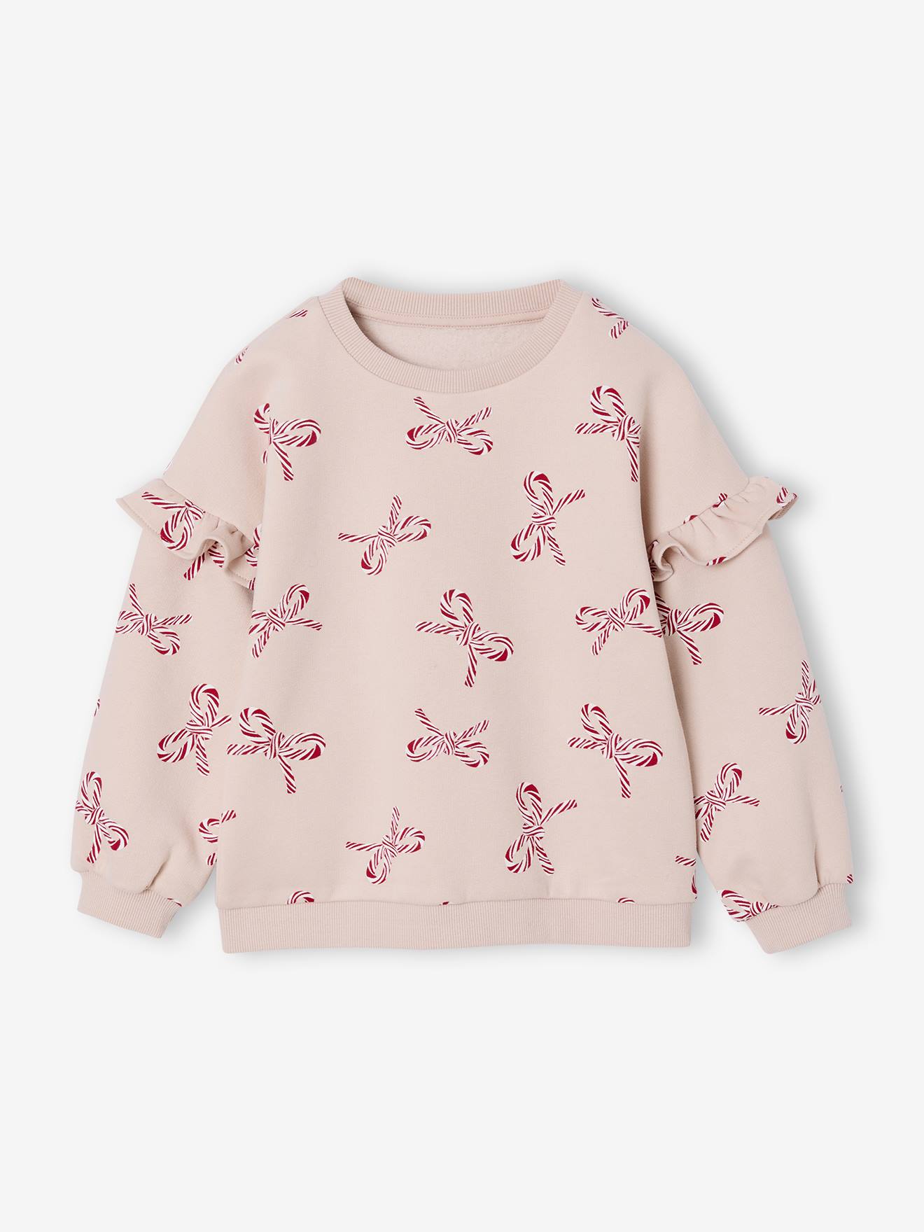 Sweat fille nol coeurs paillets manches volantes rose poudr 12 €
