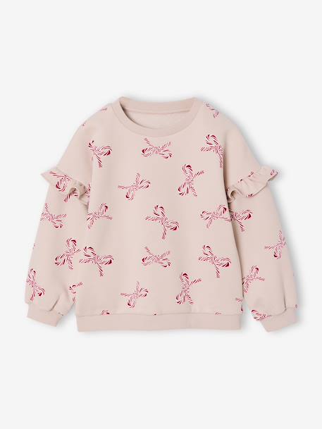 Sweat fille noël coeurs pailletés manches volantées  - vertbaudet enfant