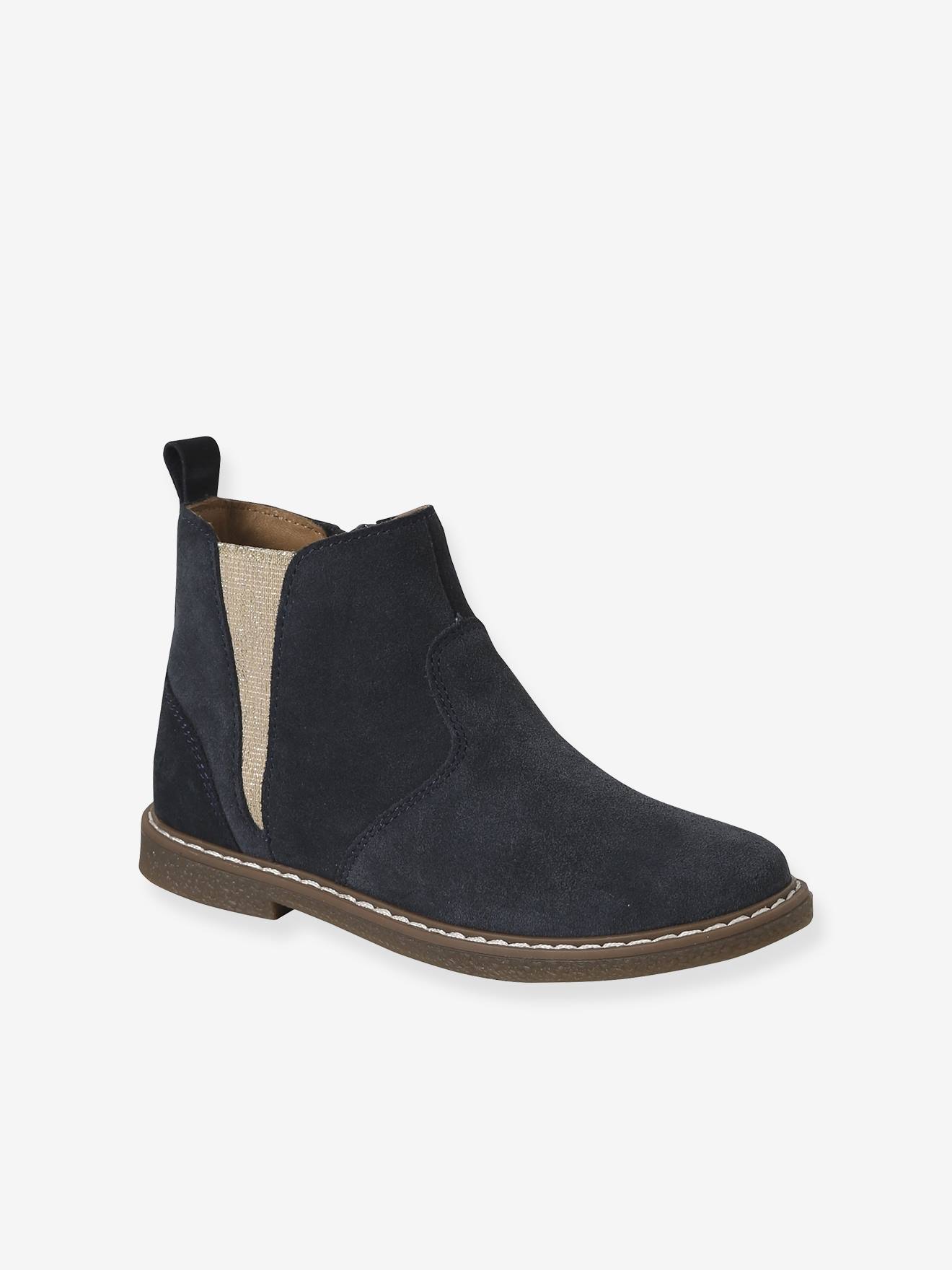 Boots enfant fille cuir lastiques marine 34 €