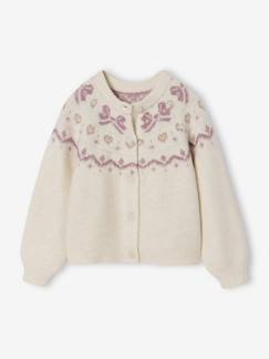 -Gilet fille noël motifs jacquard détails brillants