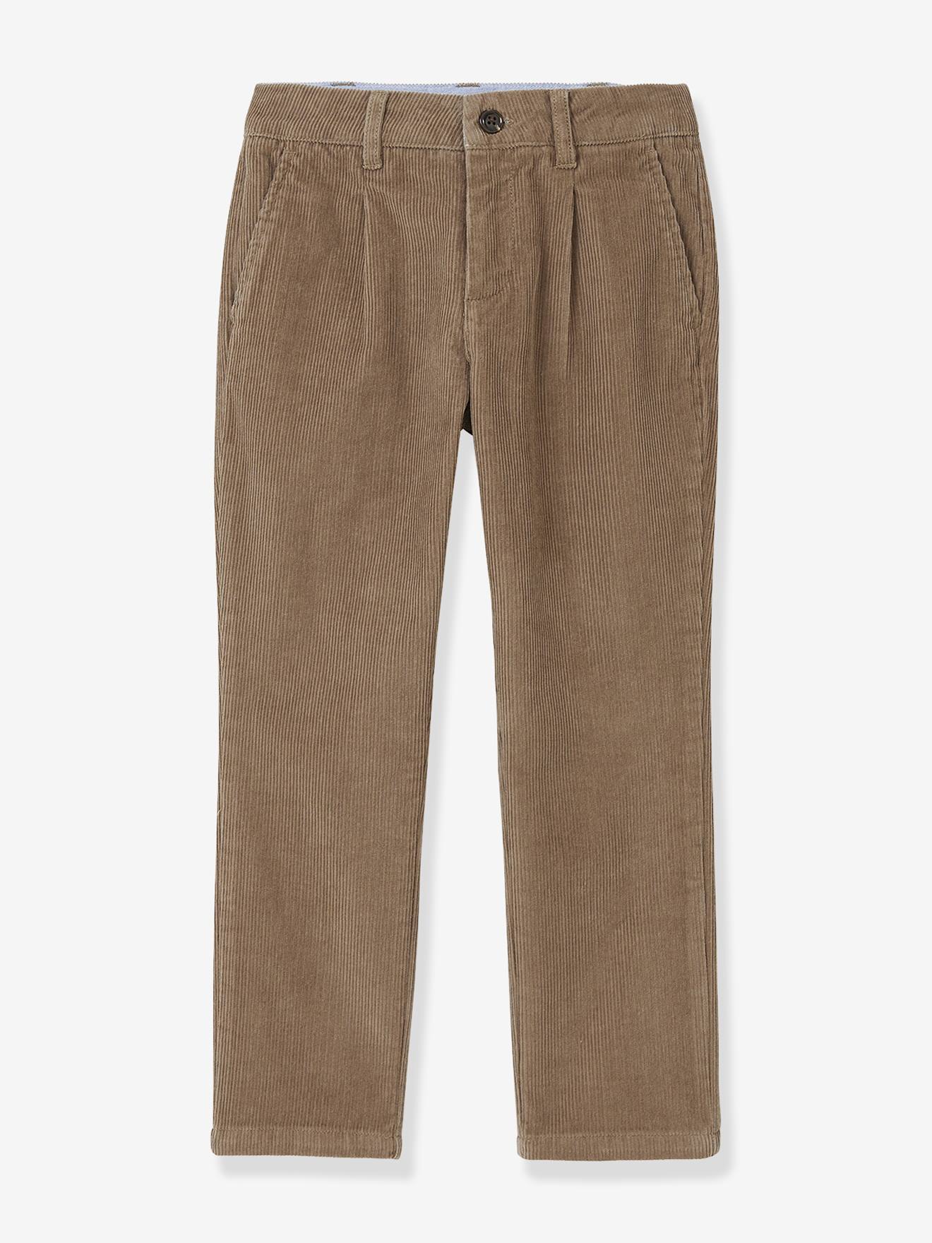 Pantalon chino garçon en velours vert