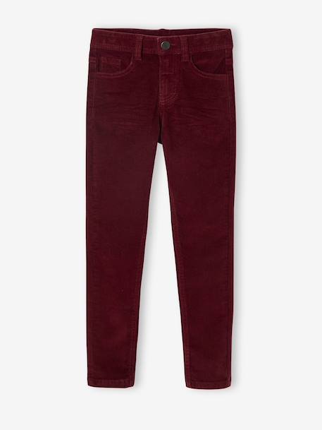 Pantalon slim velours garçon bordeaux+CAMEL 3 - vertbaudet enfant 