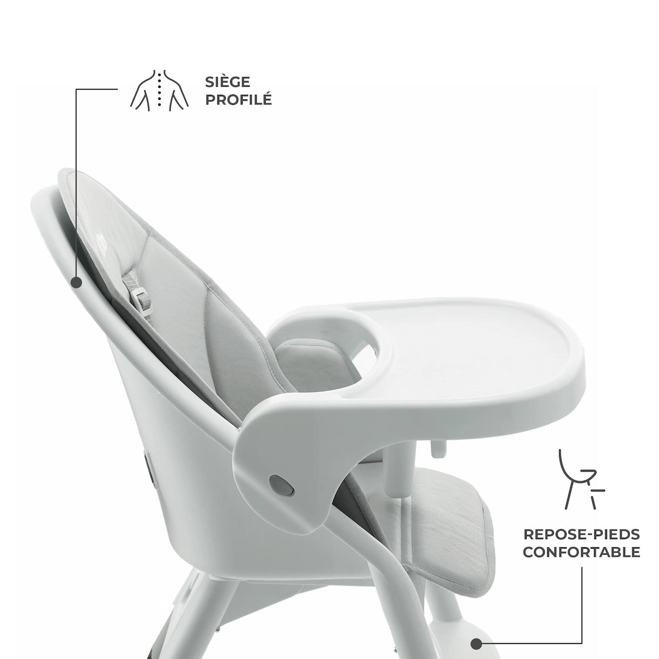 Chaise Haute Bebe Pliante Avec Ceinture 5 Points Grey (Kinderkraft) - Image 2