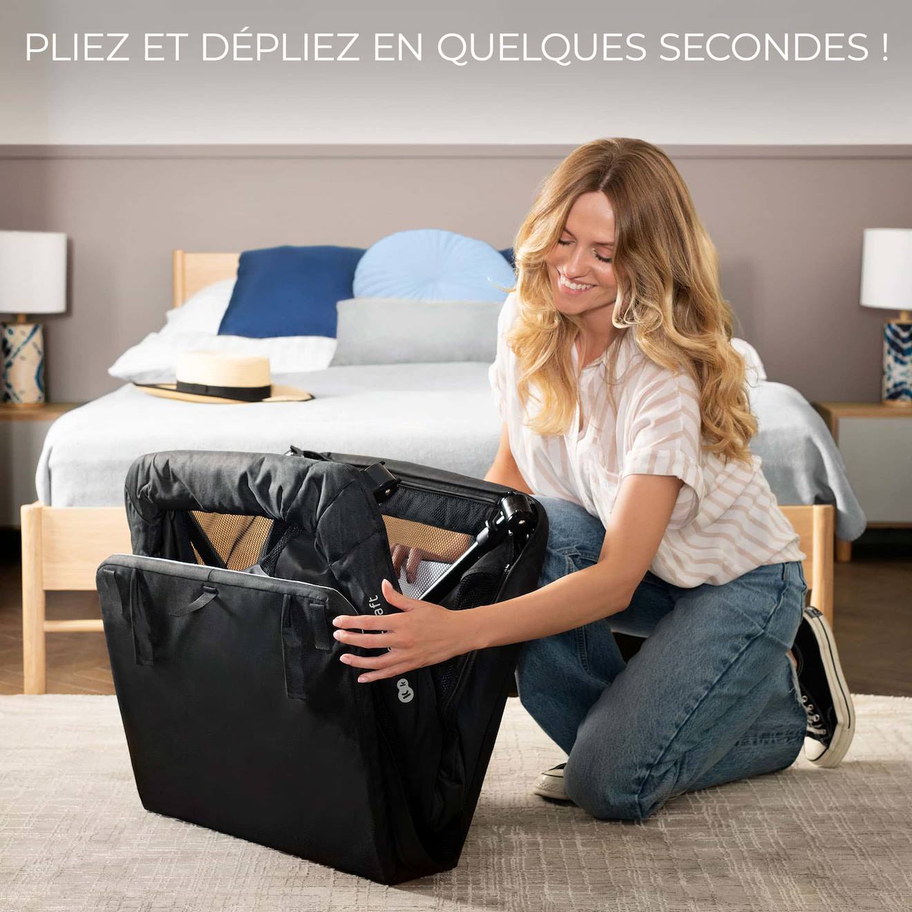 Lit De Camping Pliant Bébé 3 En 1 Avec Fonction Évolutive Black - image 4