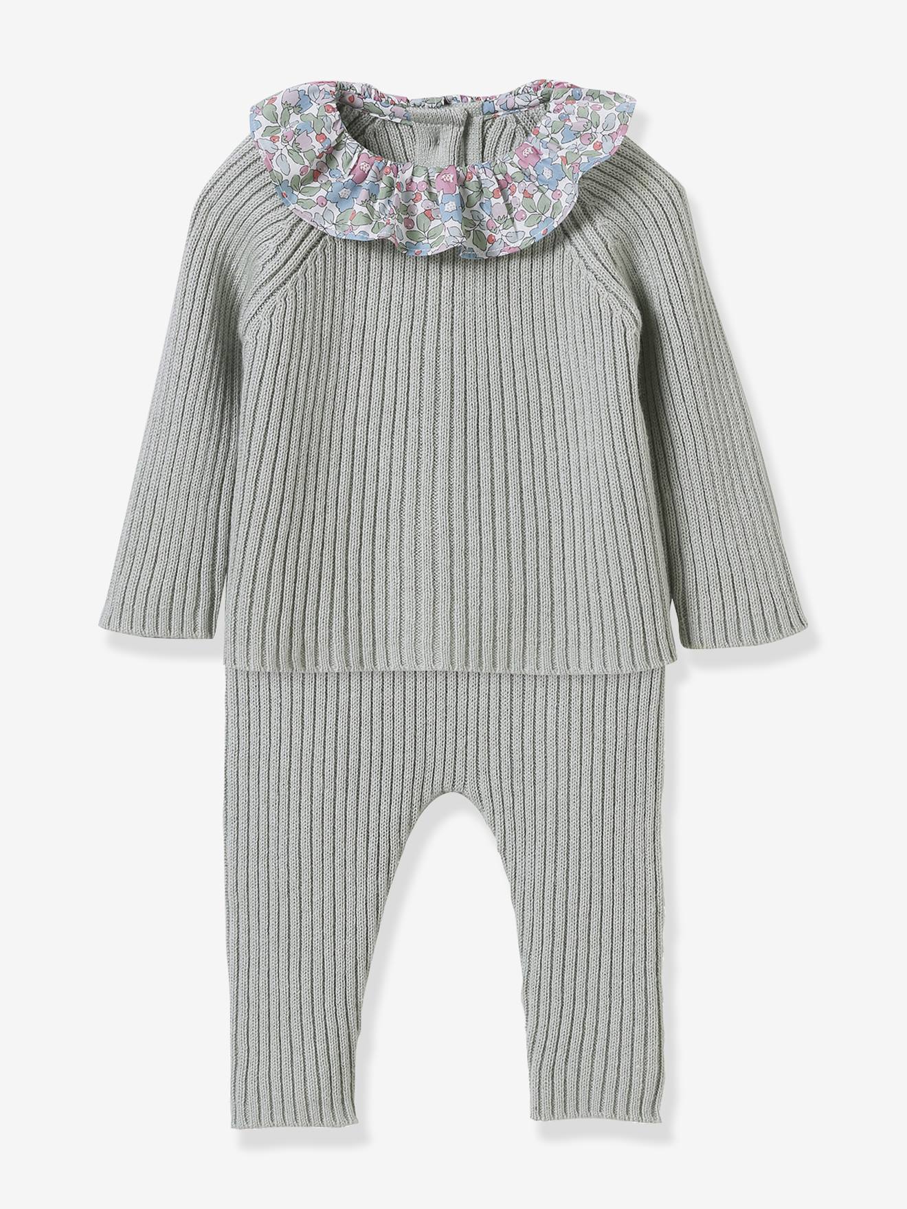 Ensemble en tricot bb col en tissu Liberty rose 36 €